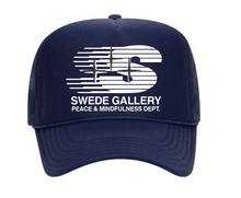 Load image into Gallery viewer, SWEDE GALLERY PEACE AND MINDFULNESS DEPT LOGO TRUCKER HAT | CAPSULE 006