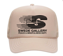 Load image into Gallery viewer, SWEDE GALLERY PEACE AND MINDFULNESS DEPT LOGO TRUCKER HAT | CAPSULE 006