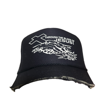 Load image into Gallery viewer, Through the blood of Jesus Hat (Navy)
