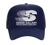 Load image into Gallery viewer, SWEDE GALLERY PEACE AND MINDFULNESS DEPT LOGO TRUCKER HAT | CAPSULE 006
