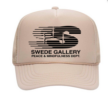 Load image into Gallery viewer, SWEDE GALLERY PEACE AND MINDFULNESS DEPT LOGO TRUCKER HAT | CAPSULE 006
