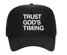 Load image into Gallery viewer, SWEDE GALLERY - TRUST GOD&#39;S TIMING TRUCKER HAT | CAPSULE 006
